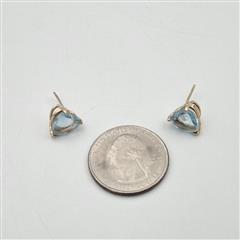 Clyde Duneier 14K Yellow Cabochon Heart Cut Blue Topaz & Diamond Stud Earrings